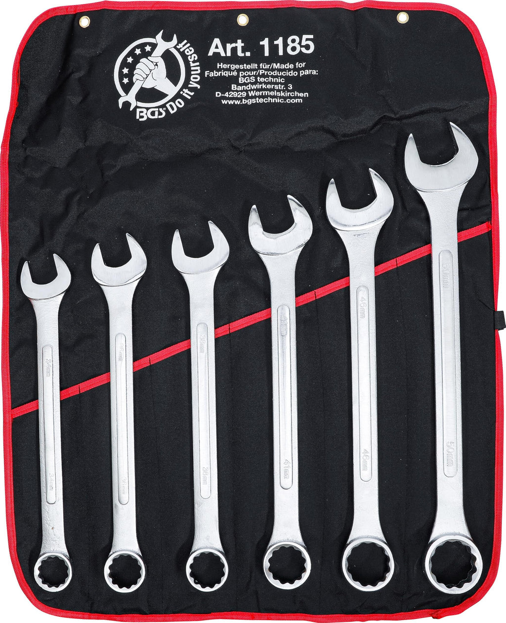 BGS Diy 1185 | Maul-Ringschlüssel-Satz | 6-tlg. | XXL | SW 34 - 50 mm | inkl. Tetron-Rolltasche