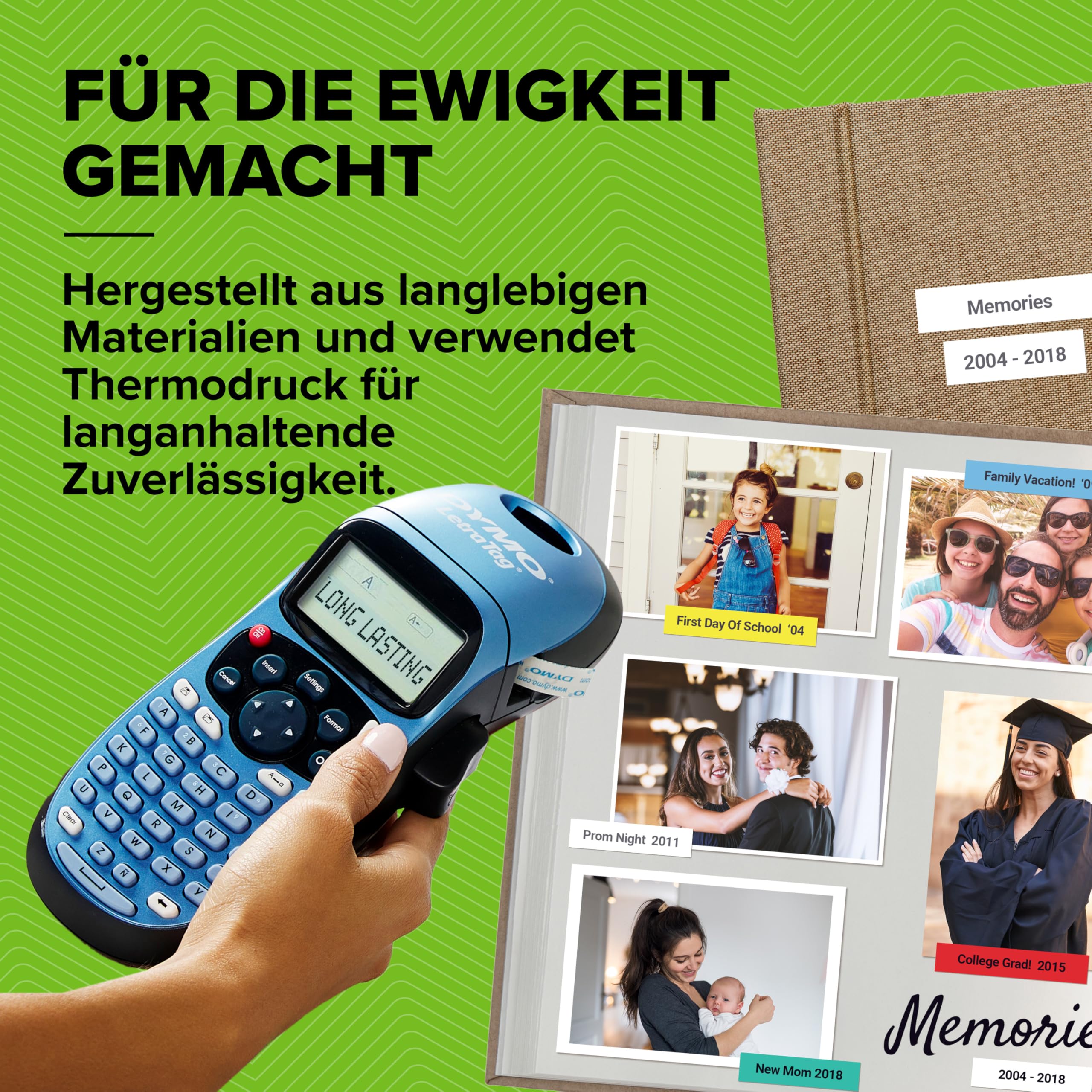 DYMO LetraTag LT-100H Beschriftungsgerät Handgerät | Tragbares Etikettiergerät mit ABC Tastatur | blau | Ideal fürs Büro oder zu Hause
