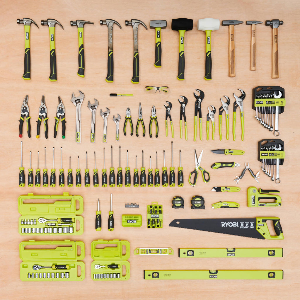 RYOBI Gummihammer mit Griff aus Hickory-Holz, schwarz, 450 Gramm RHHM450
