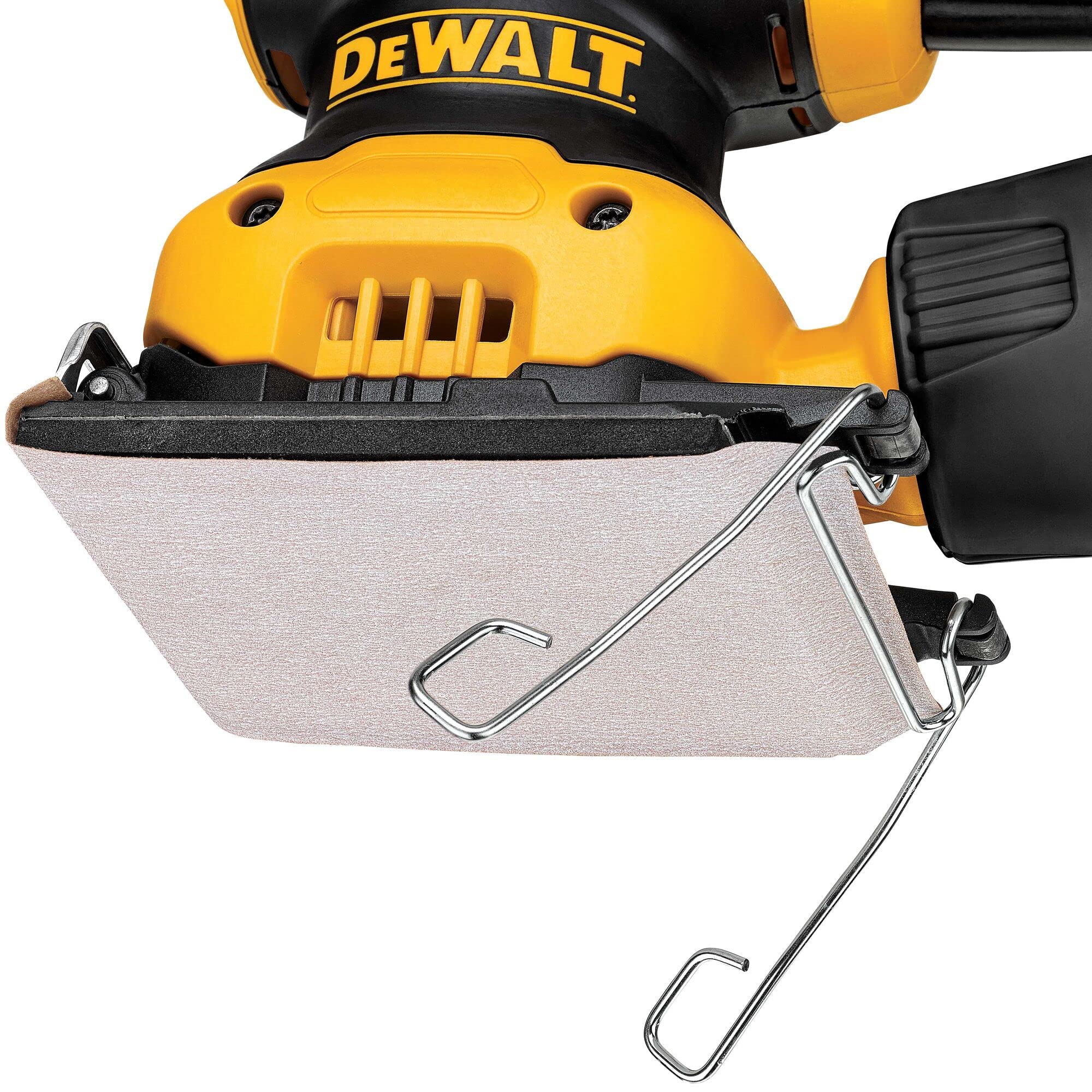 DEWALT Vibratiosnschleifer/Schwingschleifer (230 Watt, Schwingkreis-ø 1.6 mm, Schleifplatte 108 x 115 mm, Klettfix, AirLock kompatibel, inkl. Staubfangsack & Absaugadapter) DWE6411-QS
