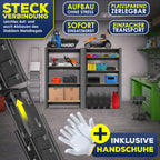 MASKO® 2er-Set Lagerregal Schwerlastregal, Kellerregal, 160 x 80 x 40 cm, bis 700kg belastbar, 4 verstellbare Ablagen, MDF-Platten Regal aus Metall, Steckregal, Werkstattregal, Keller, Garage Schwarz
