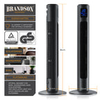 Brandson - Turmventilator mit Fernbedienung 96 cm - Preisträger 2025 - mobiler Lüfter leise - Standventilator mit Oszilation - 3 Geschwindigkeiten 3 Lüftungs-Modi Timer - Ventilator mit GS - Cool Grey