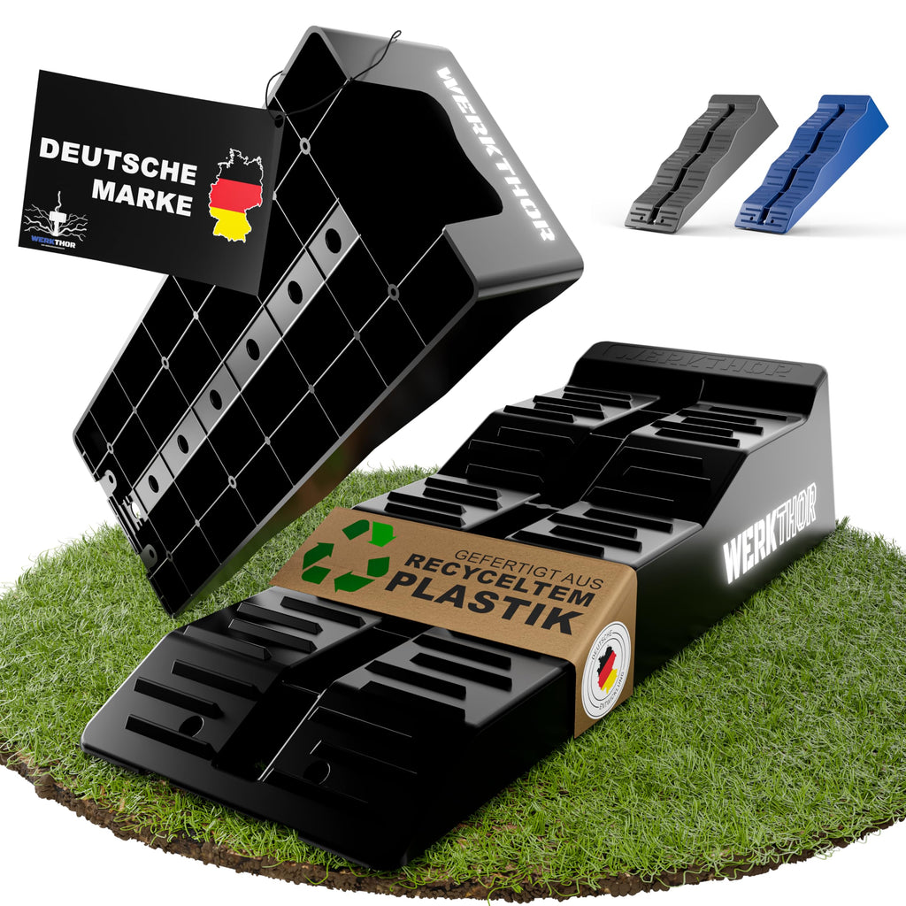 WERKTHOR Auffahrkeile für Wohnmobil - [2er Set] Hochbelastbare Auffahrkeile für maximalen Halt [<5t] - Auffahrkeile für Wohnwagen Wohnmobil & Anhänger - Keile für jeden Untergrund