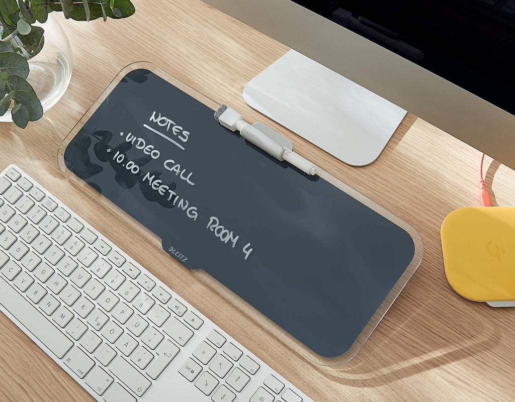 Leitz Desktop-Memoboard mit Glasoberfläche, Samtgrau, Cosy Serie, 52690089