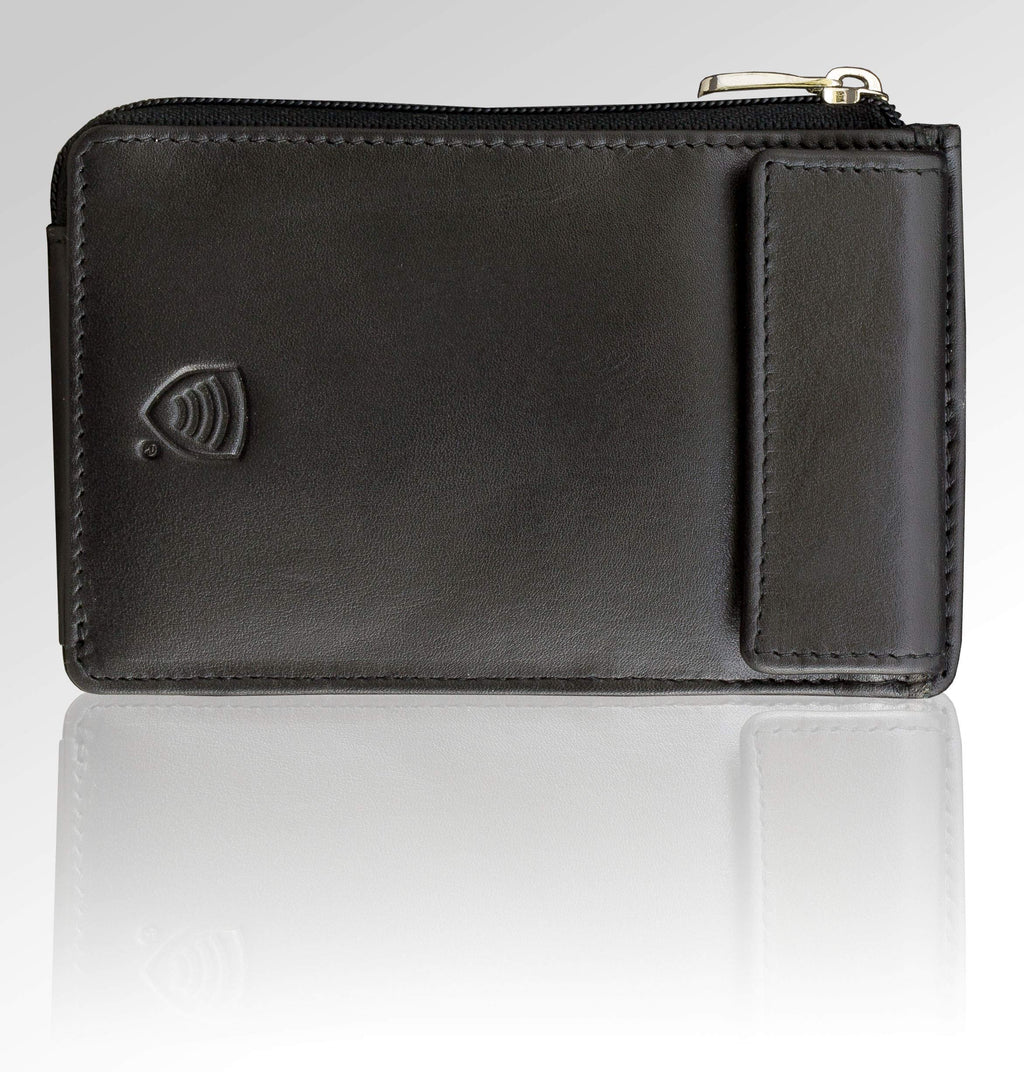 Koruma KFZ Keyless Go Schutz Autoschlüssel RFID Case - Schwarz Leder Tasche Box - NFC Signal Blocker Karte Schutzhülle Schlüsseltasche Funkschlüssel Abschirmung für Auto Motorrad - Entry Safe