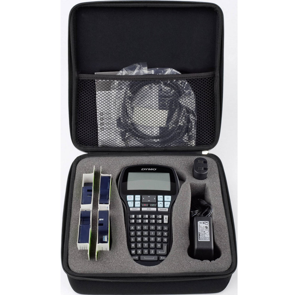 DYMO LabelManager 420P Beschriftungsgerät im Koffer | Tragbares Etikettiergerät mit ABC Tastatur | mit extra Rollen D1-Beschriftungsband | für D1 Etiketten in 691219 mm Breite