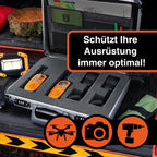 TitanCase M - Alukoffer 40x30x10 cm mit Würfelschaum, Universalkoffer, Drohnenkoffer, Pistolenkoffer, Werkzeugkoffer leer, mit Zahlenschloss, Titangrau