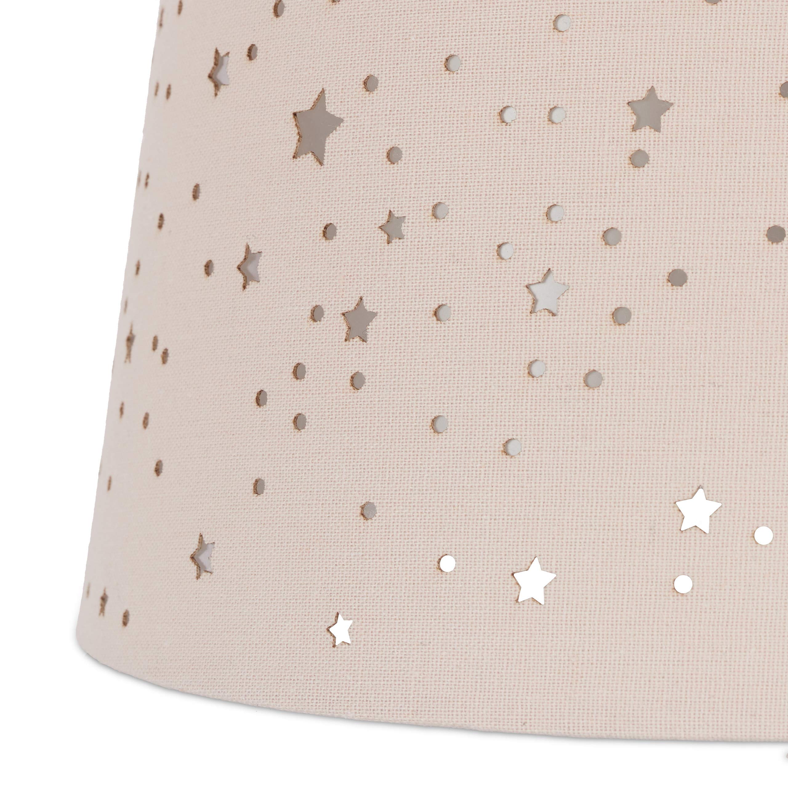 Relaxdays Kinderzimmerlampe Sterne, hängende Schirmlampe für Mädchen, Sternenhimmel Motiv, E27, runder Stoffschirm, rosa, 122 x 27 x 27 cm