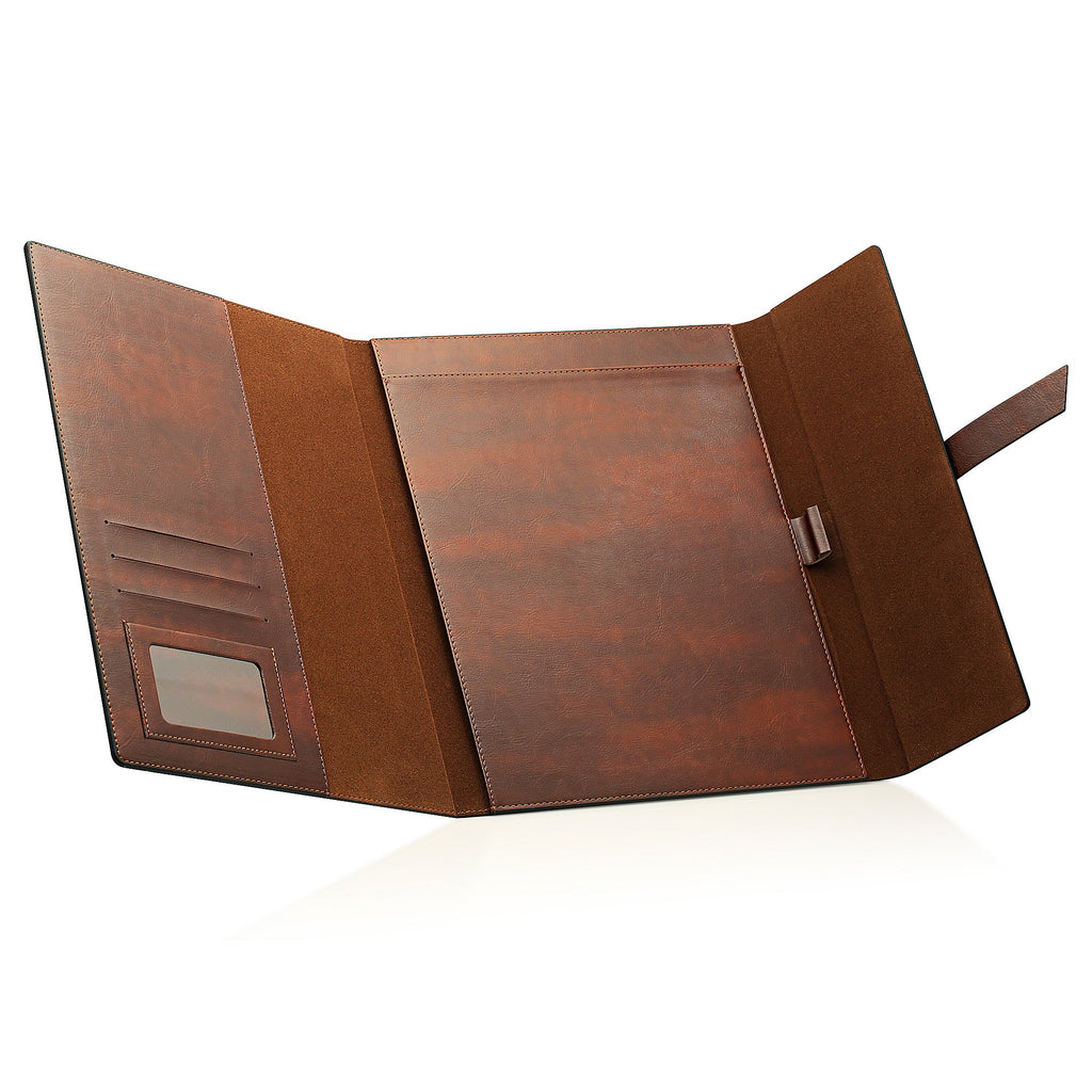 Gallaway Leather Padfolio-Ordner aus veganem Leder, schmal, Notizblockhalter, nachfüllbar, Business-Organizer, dunkle Schokolade