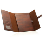 Gallaway Leather Padfolio-Ordner aus veganem Leder, schmal, Notizblockhalter, nachfüllbar, Business-Organizer, dunkle Schokolade