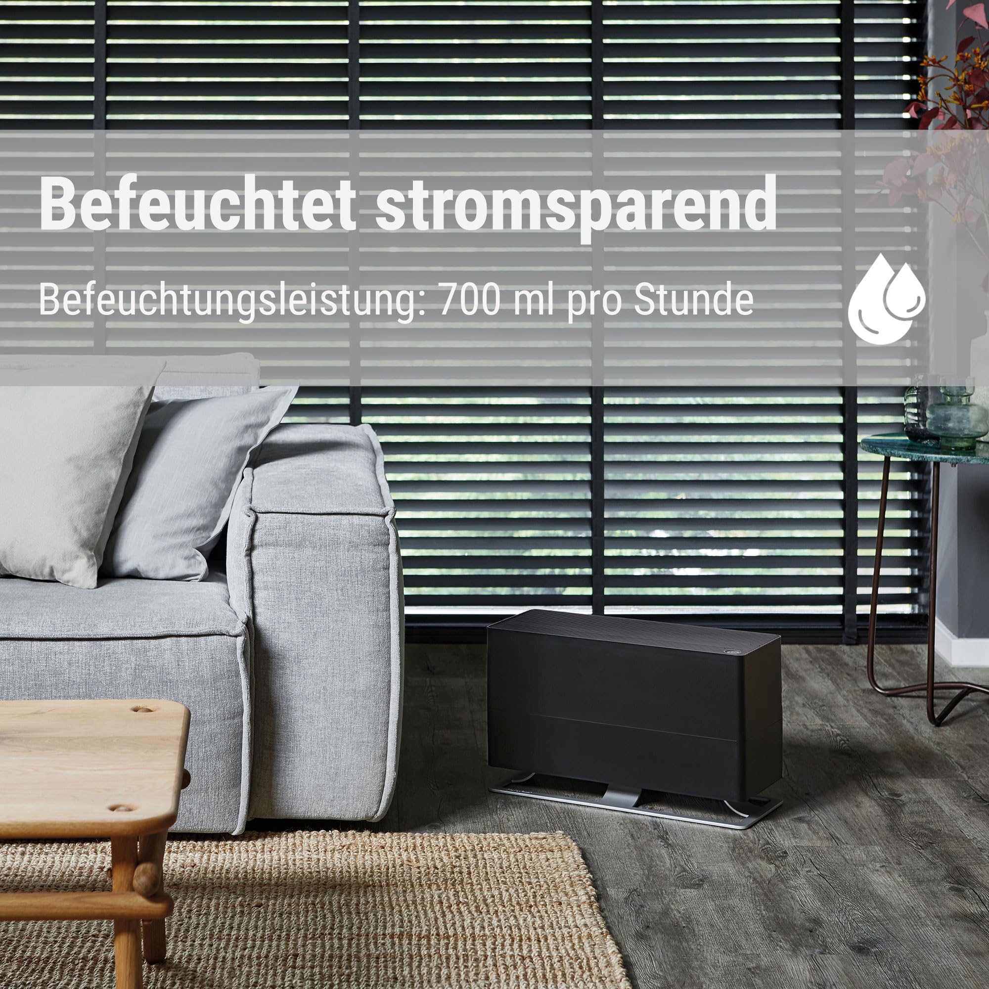 Stadler Form Luftbefeuchter Oskar big, energiesparender Raumbefeuchter für Räume bis 100 m² / 250 m³, Verdunster mit Abschalt-Automatik, dimmbare LEDs, sehr leise, weiss