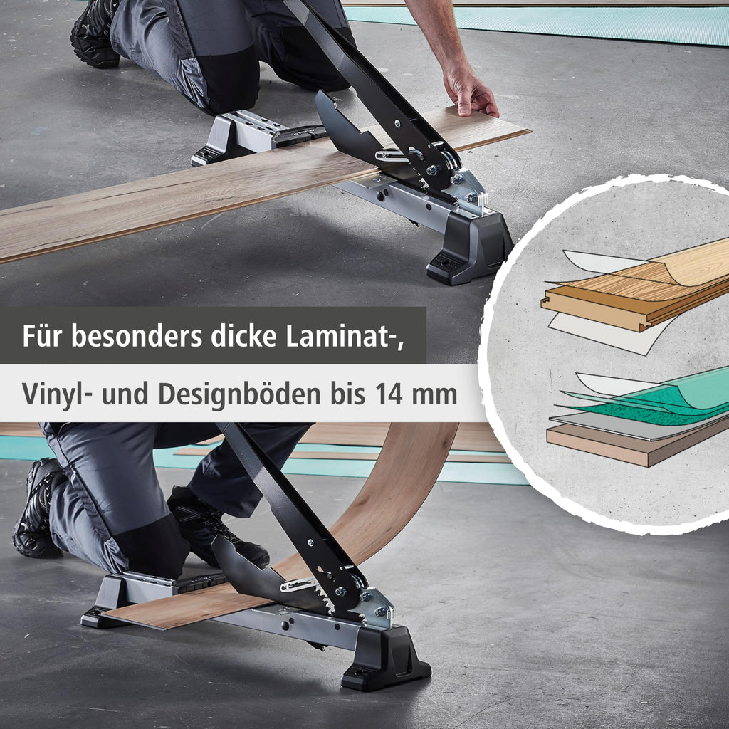 wolfcraft Vinyl- und Laminatschneider VLC 1000 I 6940000 I für Vinyl, Laminat & Designböden I bis 14 mm Materialstärke & 370 mm –breite