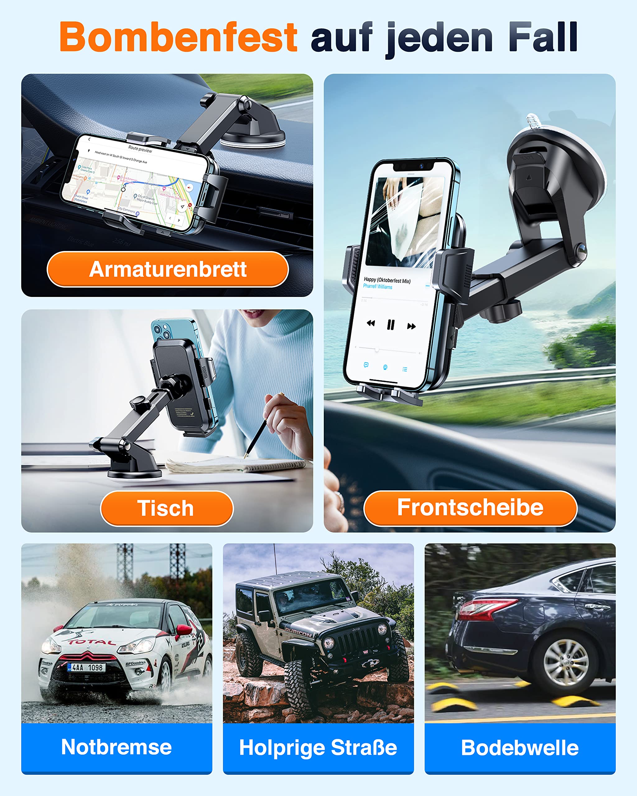 VANMASS 2025 【Neueste & Stärkste】 Handyhalterung Auto Militär-Klasse Handy Halterung Auto【Über 20KG Saugkraft】 Armaturenbrett Scheibe Autohalterung LKW für iPhone 16 Pro Max 15 14 Samsung S24 Android
