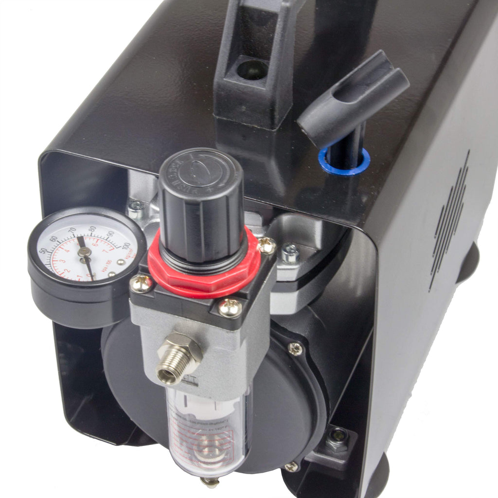 Fengda AS-18A - Professional Airbrush mini Kompressor / 4 bar/Kompakt mit Manometer, Druckminderer