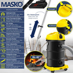 MASKO® 6IN1 Industriestaubsauger Staubsauger Nass Trocken Sauge Aschesauger 2300W + Steckdose✓ Blasfunktion ✓ Trocken-Saugen & Nass-Saugen | Industrie-Sauger mit & ohne Beutel | beutellos, Gelb