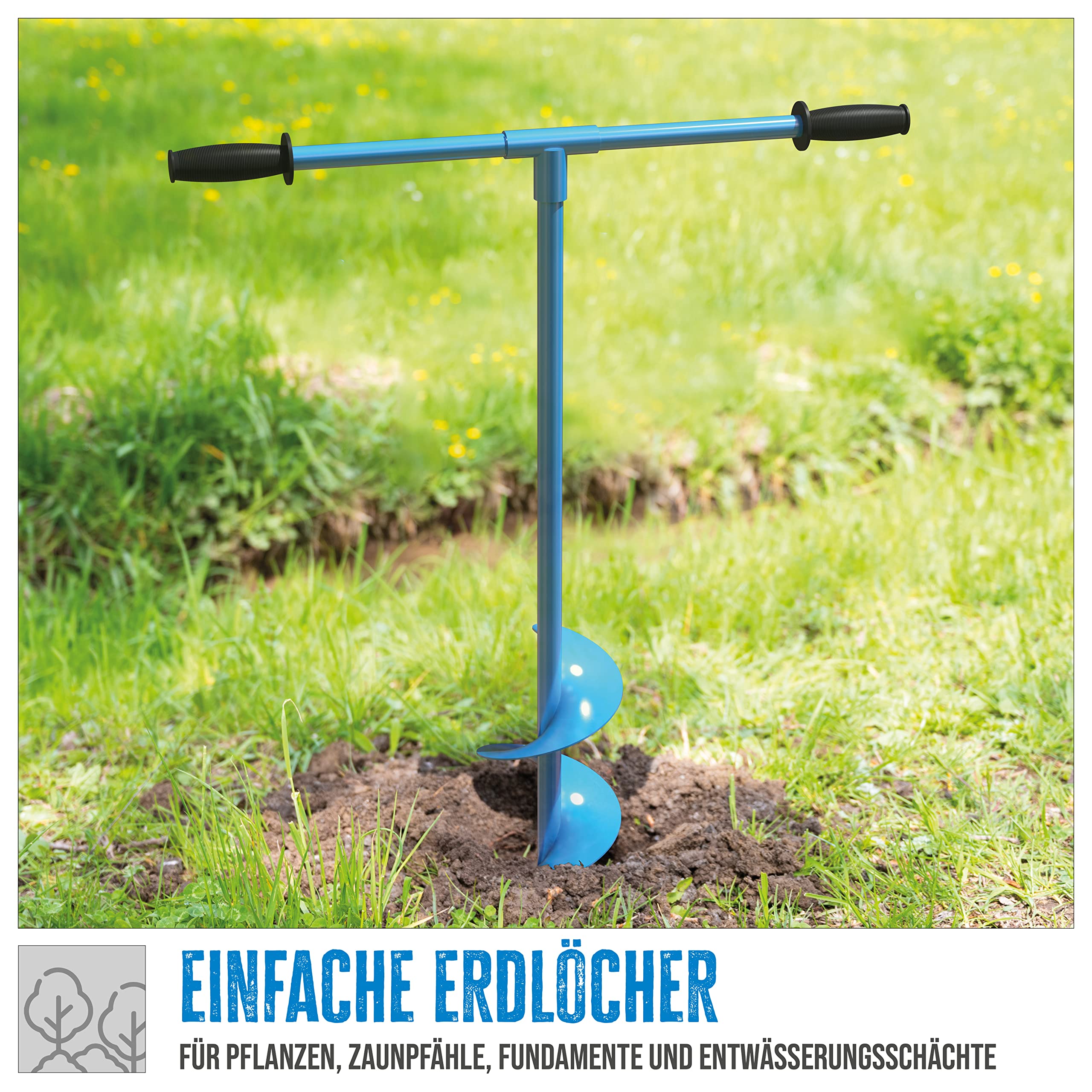 Güde Handerdbohrer GH 150 (Gesamtlänge 104 cm, ø 15 cm, für das Setzen von Zaunpfählen, Einpflanzungen etc, rutschfeste Handgriffe, großer Quergriff aus Metall für optimale Kraftübertragung)