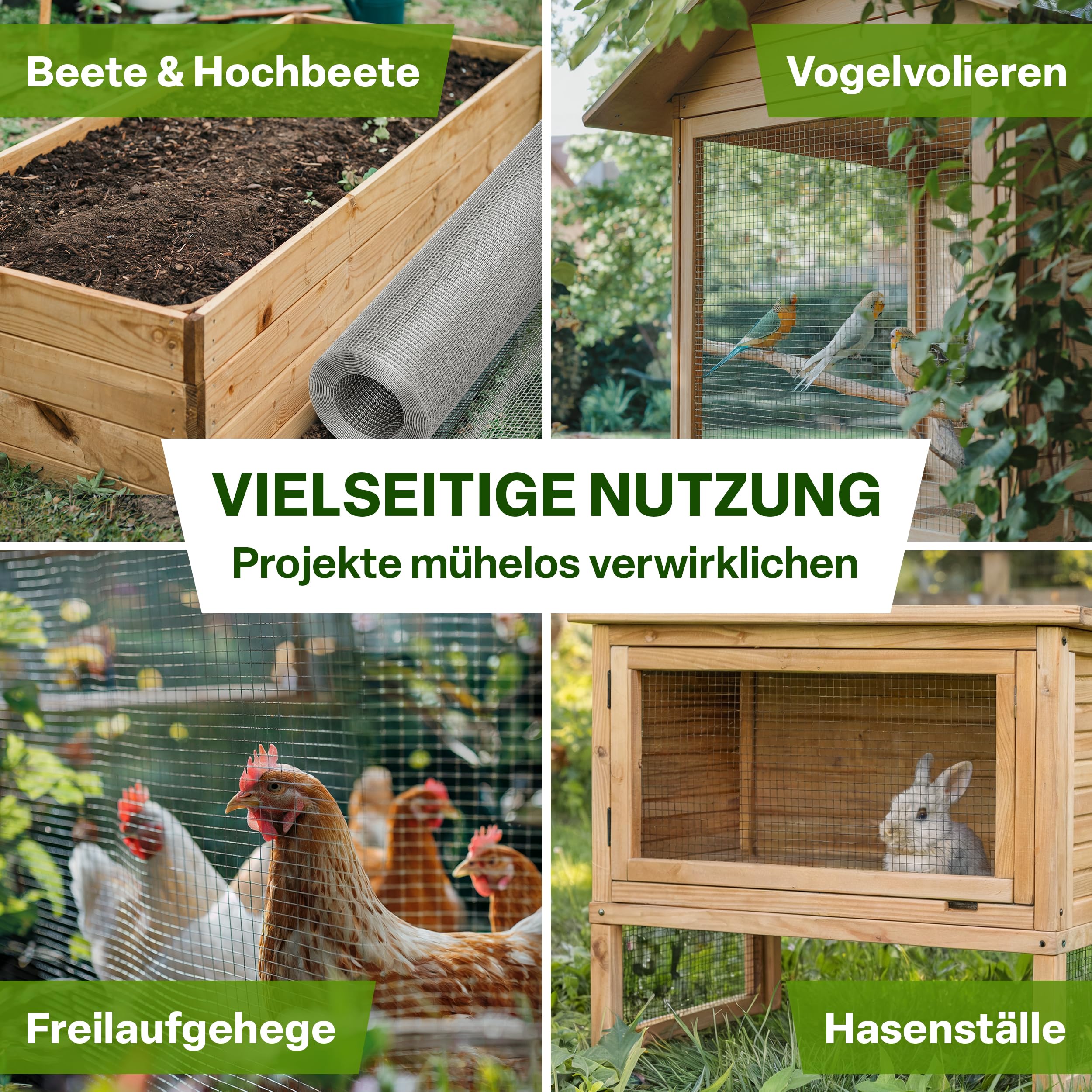 TTL GARDEN 1m x 10m Drahtgitter feinmaschig rostfrei verzinkt 6,3mm Masche 0,55 mm Draht Stärke - auf Rolle Maschendraht Volierendraht Hasendraht Wühlmausgitter 10m x 1m breit 6,3 mm Maschenweite