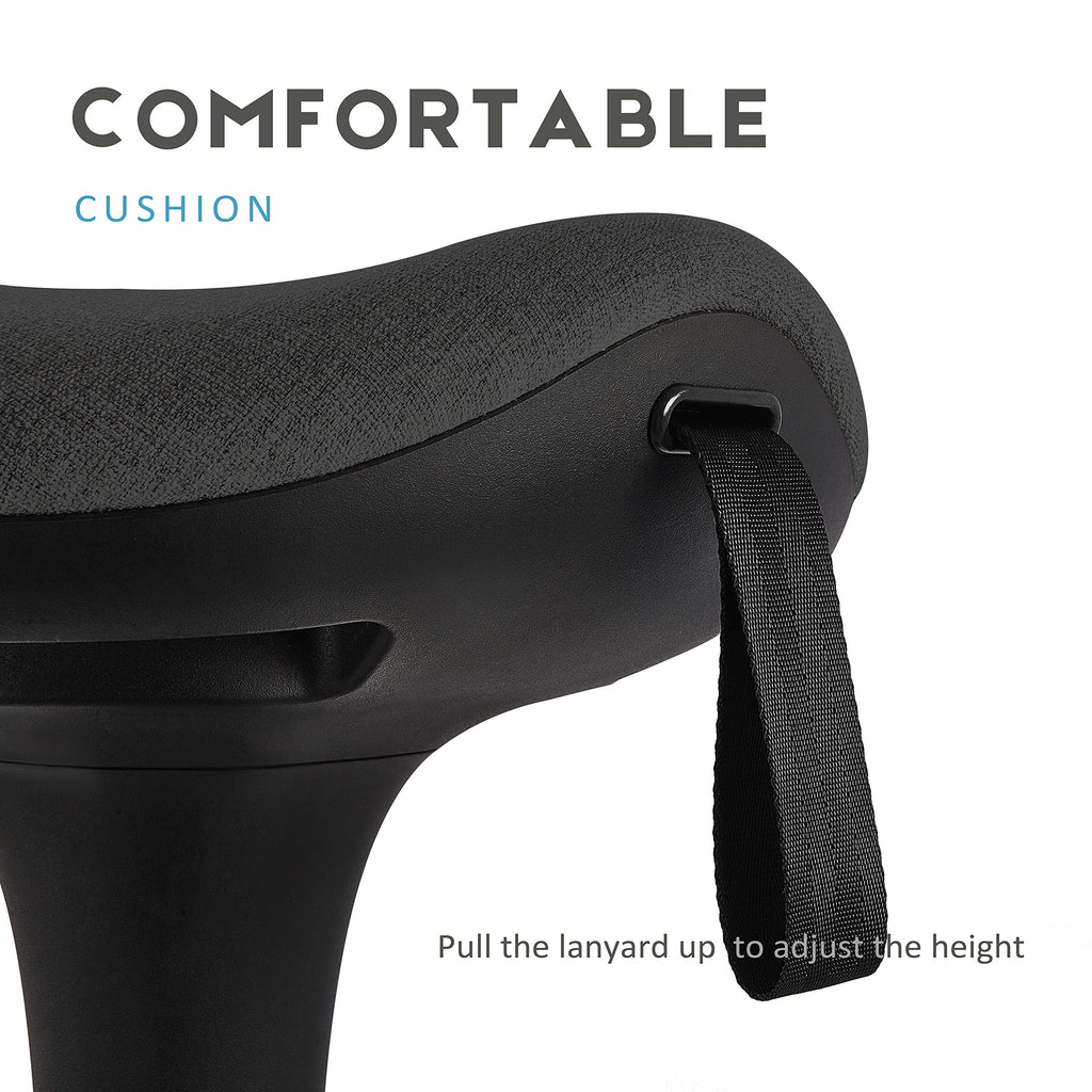 IWMH Ergonomischer Arbeitshocker, Hochverstellbare Stehhilfe, Atmungsaktiver Sitz-Steh-Hocker 360° Drehbar, Ergonomische Stehhocker Büro(Schwarz)