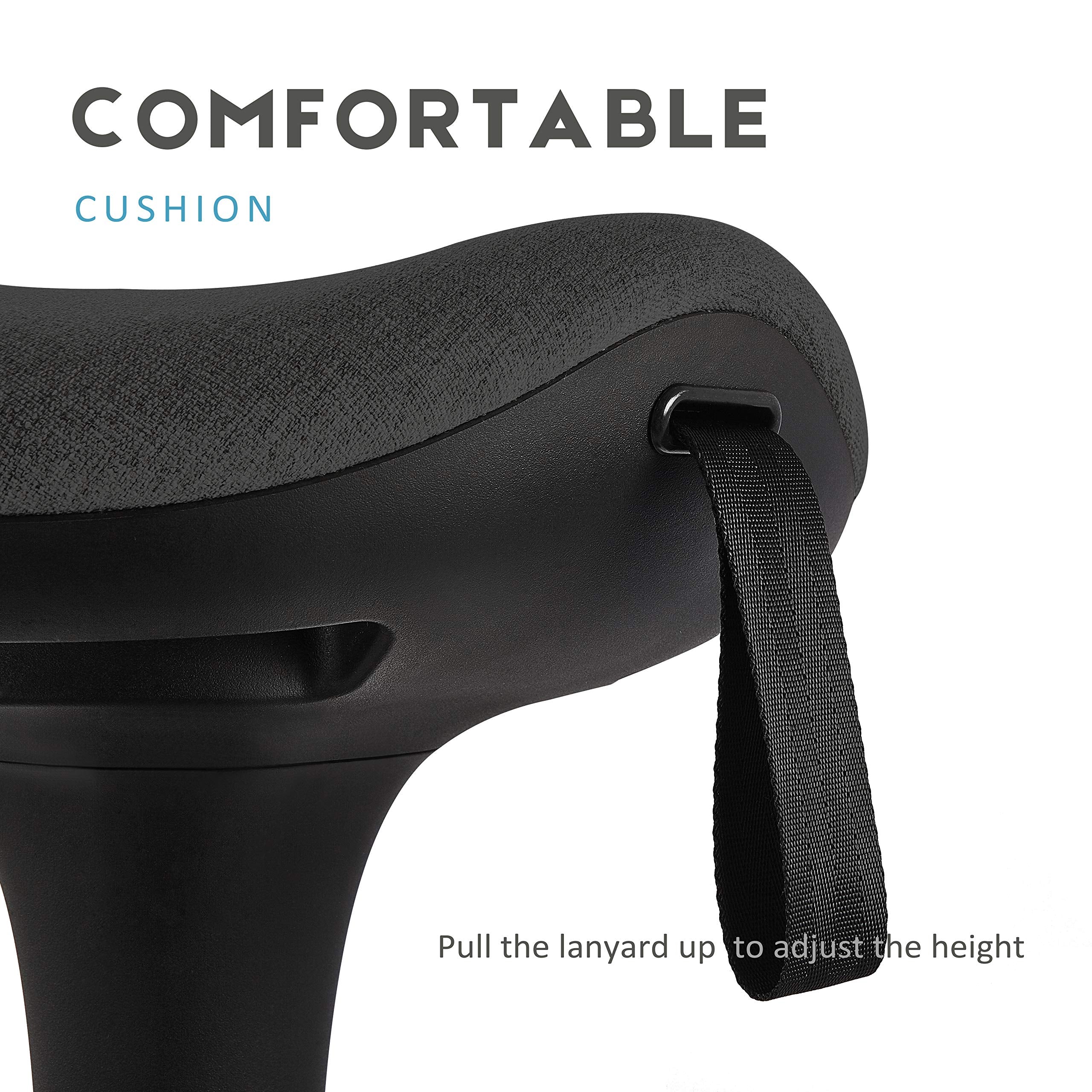 IWMH Ergonomischer Arbeitshocker, Hochverstellbare Stehhilfe, Atmungsaktiver Sitz-Steh-Hocker 360° Drehbar, Ergonomische Stehhocker Büro(Schwarz)
