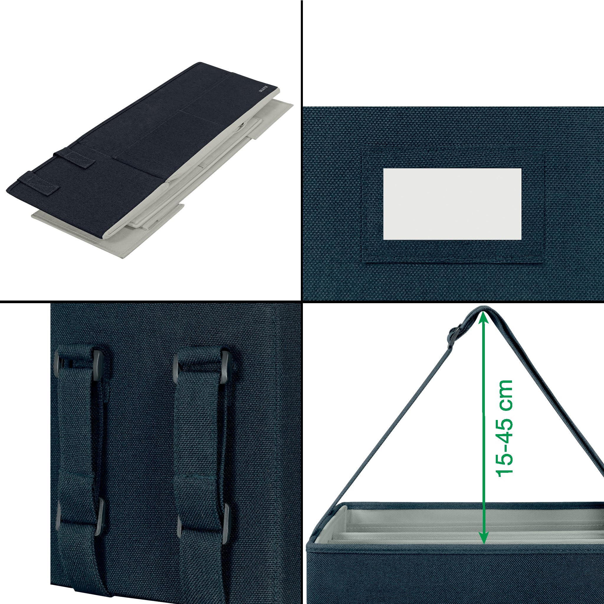 Leitz Desk Sharing Arbeitstasche aus Stoff für hybrides und mobiles Arbeiten, Faltbare Laptop-Tasche & Aufbewahrungstasche für Büro & Laptop-Zubehör, Hot Desking Bag mit Tragegriffen, Grau, 64440089