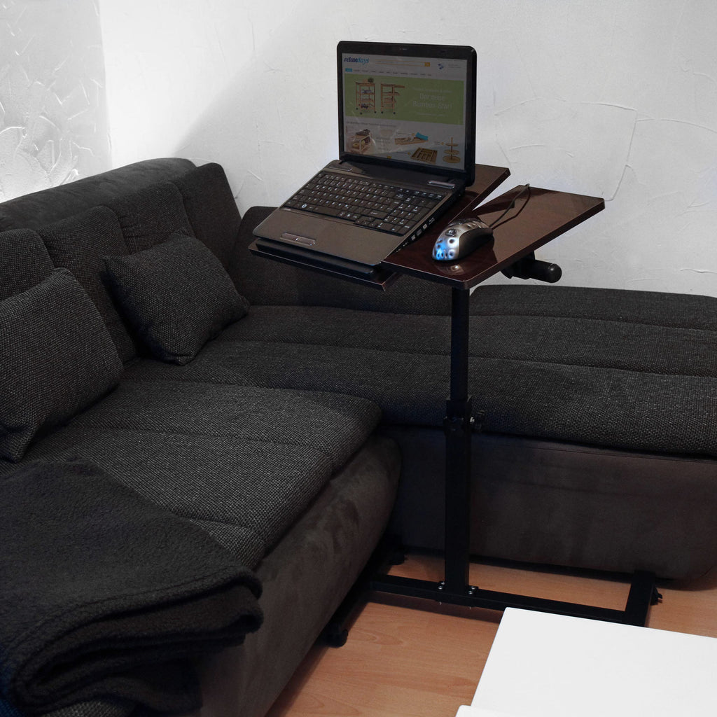 Relaxdays Laptoptisch höhenverstellbar, Laptopständer Holz, mit Rollen, drehbar, HxBxT: 95 x 60 x 40,5 cm, schwarz