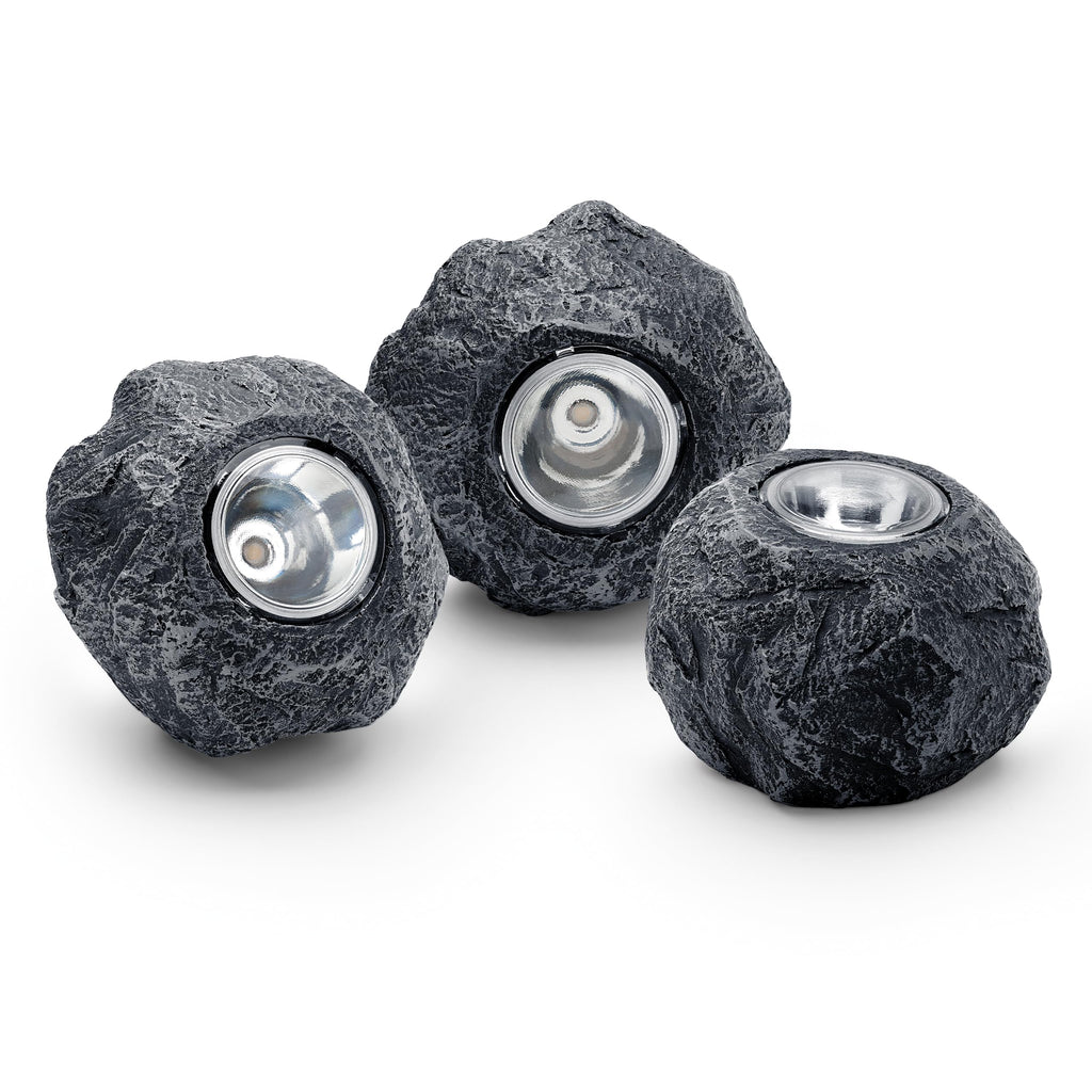 Pontec 87585 PondoStar LED Rocklight Set 3 - schwarzes, attraktives Felsleuchten-Set in zeitloser Schieferoptik / Unterwasserbeleuchtung
