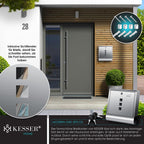KESSER® Briefkasten Edelstahl mit Zeitungsfach Namensschild, Sichtfenster, gebürstet, 3X Schlüssel abschließbar, Pulverbeschichtet, Wandmontage, groß, inkl. Montagematerial Silber