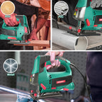 HYCHIKA Stichsäge, 800W Max Holz Schnitttiefe 110mm, 800-3000SPM Elektrische Stichsäge mit Laser, 6 Blätter, Fasenschneiden: -45 °bis 45°