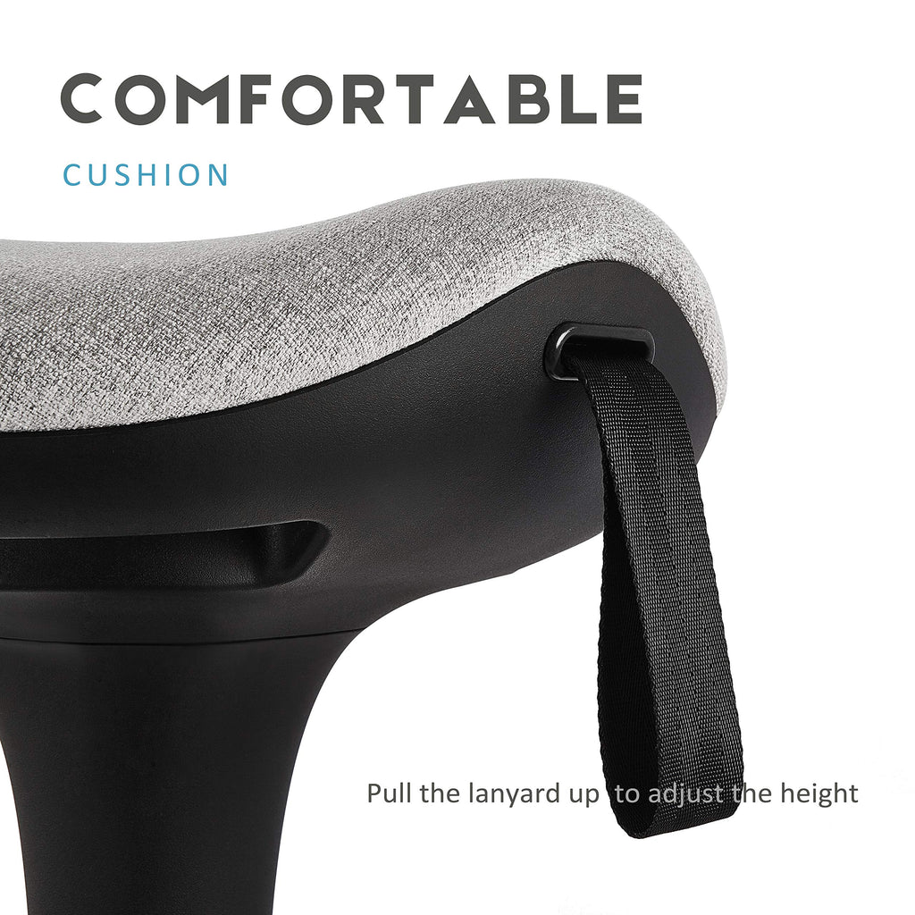 IWMH Ergonomischer Arbeitshocker, Hochverstellbare Stehhilfe, Atmungsaktiver Sitz-Steh-Hocker 360° Drehbar, Ergonomische Stehhocker Büro, Grau (Grau)