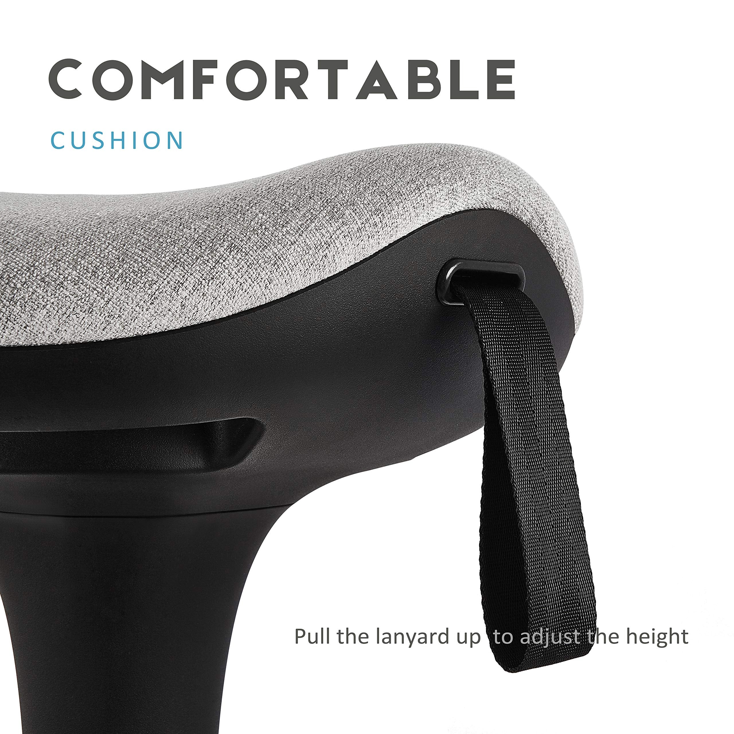 IWMH Ergonomischer Arbeitshocker, Hochverstellbare Stehhilfe, Atmungsaktiver Sitz-Steh-Hocker 360° Drehbar, Ergonomische Stehhocker Büro, Grau (Grau)