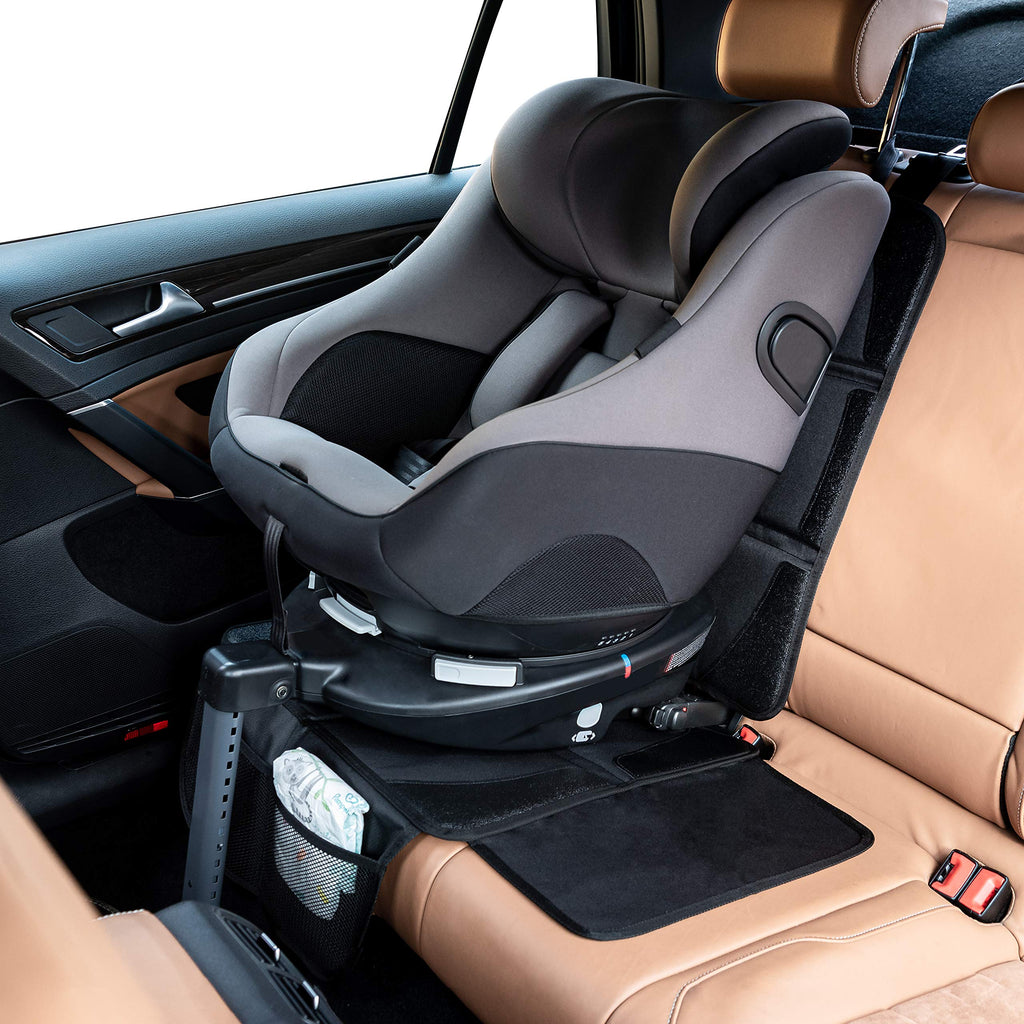 LIONSTRONG® Kindersitzunterlage Autositzschoner [ISOFIX GEEIGNET] - wasserabweisender Polyester Stoff schwarz - Sitzschutz Sitzschoner Auto Kindersitz - universell kompatibel (Schwarz)