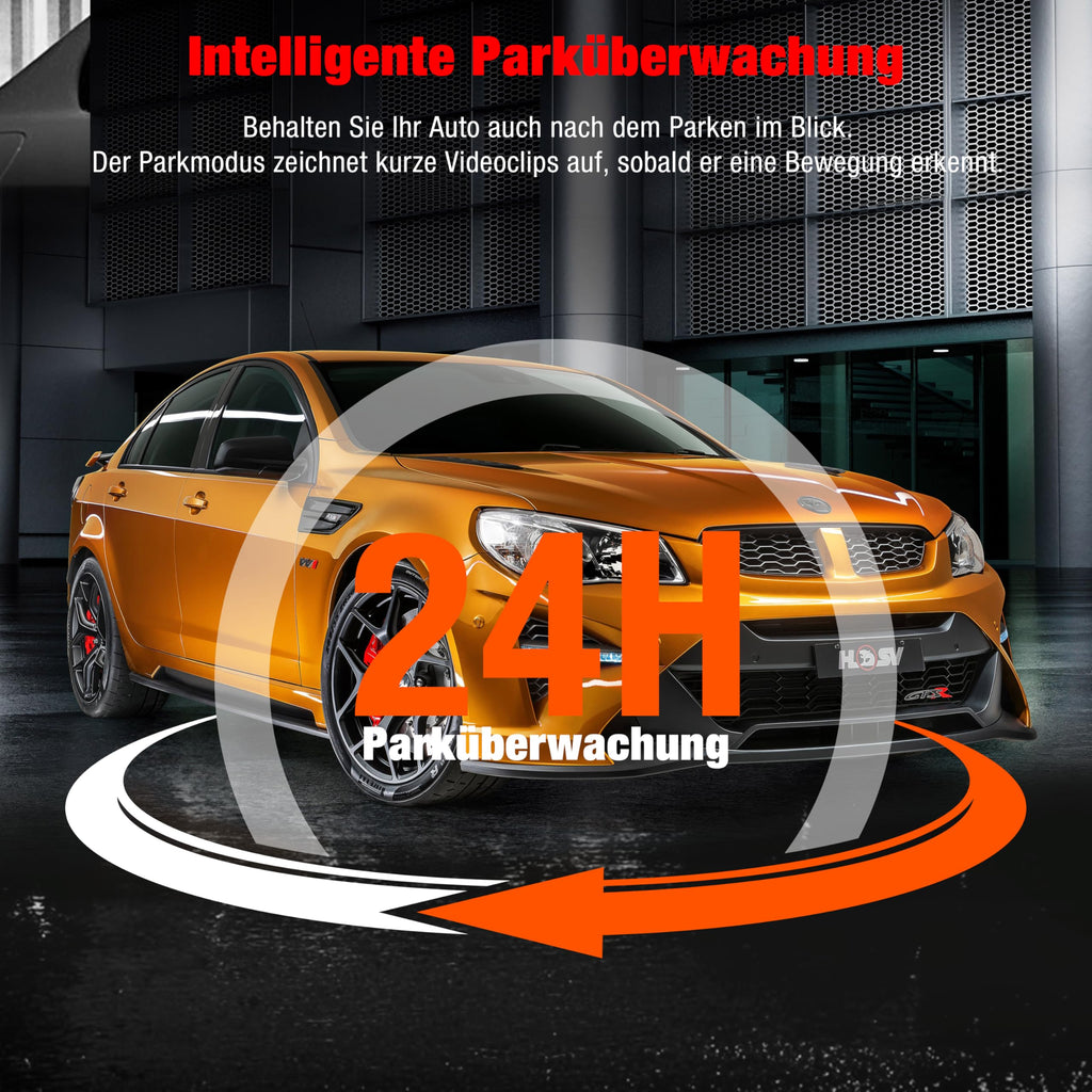 Volam 3 Kanal Dashcam Auto Vorne Hinten und Innen mit Akku, 1080P Dash Cam mit Auto Kamera Parküberwachung, Infrarot Nachtsicht WDR, G Sensor, 170° Weitwinkel Dash Camera mit Rückfahrkamera