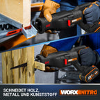 WORX WX516.9 NITRO Akku-Säbelsäge 20V - stark bürstenloser Motor - schneller Sägelblattwechsel - variable Schnittgeschwindigkeit - LED Licht - inkl. Holz- & Metallsägeblatt - ohne Akku & Ladegerät