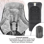 Zamboo Fußsack für Joie Buggy Sportwagen (passend für Litetrax, Mytrax, Chrome) - Winterfußsack für Kinderwagen, mit Reflektor, Kapuzenfunktion & Tasche - Schwarz