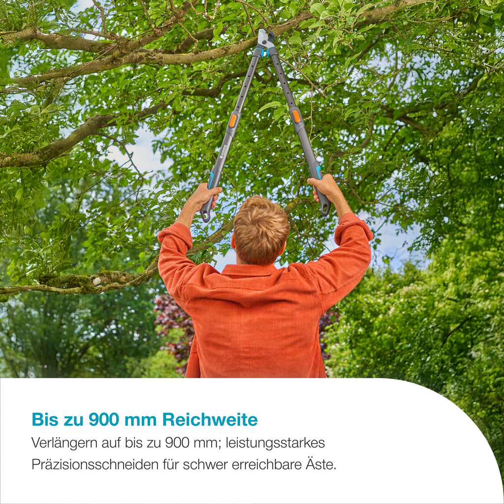 Gardena TeleCut Pro L, Teleskop-Astschere für frisches Holz bis 50 mm, verlängerbar bis 900 mm, präzisionsgeschliffene Klingen, PowerCoating für saubere Schnitte (12041-88)