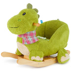 Bieco Plüsch Schaukeltier Dino | Kinder Schaukelstuhl mit Sicherheitsgurt | Schaukel Kleinkind | Schaukeltier Baby Zimmer | Baby Schaukelwippe ab 9 Monate | Schaukelpferd Holz