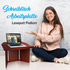 Pyle Rednerpult, Klappbares Tischpodium, Leseständer für Klassen, Lehrer, Redner, Vorlesungen, Ideal für Laptops, Bücher und Lehrmaterialien, 68x39x35cm, Braun, Wood