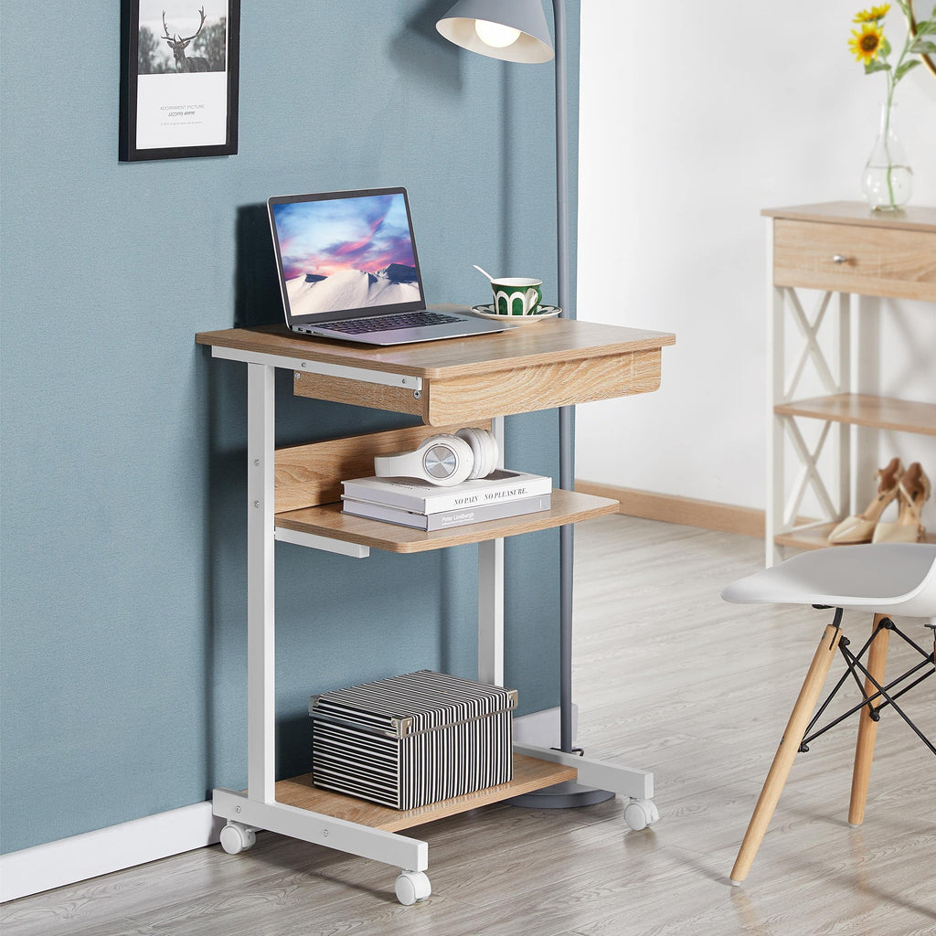 Yaheetech Schreibtisch Computertisch Büromöbel PC Tisch Bürotisch Arbeitstisch aus Holz und Stahl mit Ablage und Schublade 79 x 56 x 51cm