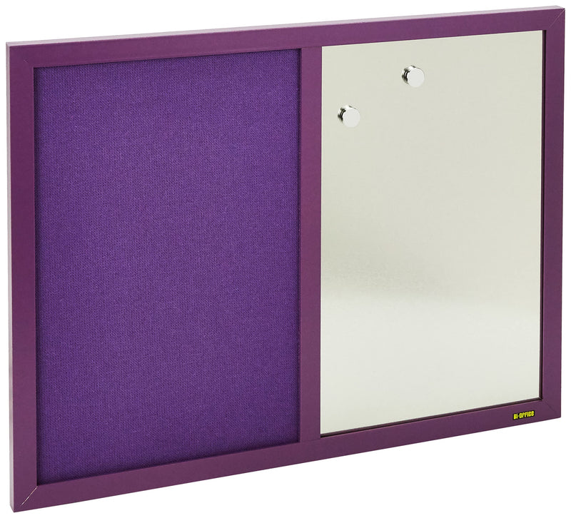 Bi-Office Kombitafel Lavander, Pinnwand und Whiteboard, Violett Textiloberfläche und Silber Magnetisch, Lila MDF Rahmen 22 mm dicker, 60 x 45 cm
