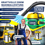 MASKO® Industriestaubsauger Staubsauger Nass Trocken Sauger Edelstahl 2300W + Steckdose, Blasfunktion, Saugschlauch & Nass-Saugen, Push&Clean, Industriesauger mit & ohne Beutel, Inkl Filter beutellos
