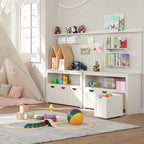 VASAGLE Kinderregal, Spielzeugaufbewahrung für Kinder, Aufbewahrungsschrank, Spielzeugschrank, Aufbewahrungsbox mit Rollen, Spielzeugregal, für Kinderzimmer, 30 x 102 x 60 cm, weiß LHS380W01