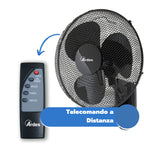 ARDES - Wandventilator mit 3 rotierenden Flügeln (40 cm), Fernbedienung, automatische Oszillation, einstellbarer Timer und 3 Geschwindigkeitsstufen, Wandventilator schwarz AR5W40R