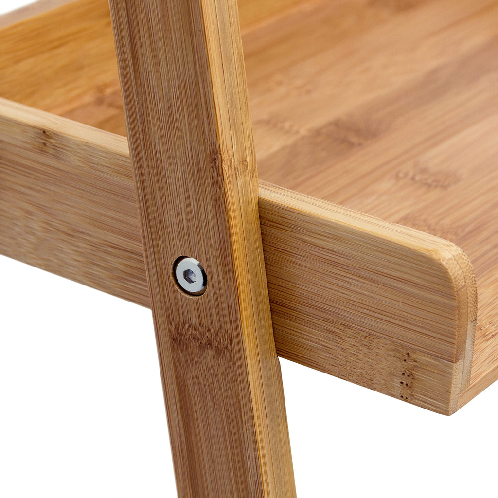 Relaxdays Leiterregal Bambus HxBxT 176 x 44 x 37 cm 4-stufiges Standregal mit Ablagen als dekoratives Regal für das Arbeitszimmer und Wohnzimmer als Wandlehnregal und Holzregal mit 4 Fächern, natur