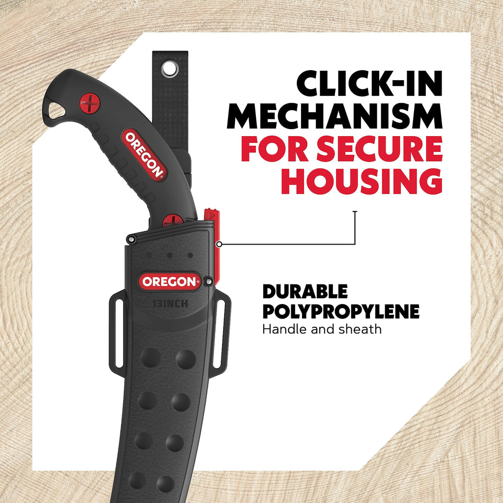 Oregon 13 Zoll Premium gebogene Handsäge aus Japanischem Karbonstahl, Rostfreies Forst-/Stutz-/Schnittwerkzeug, Geschwungene Klinge mit Sicherheitsscheide (600136)