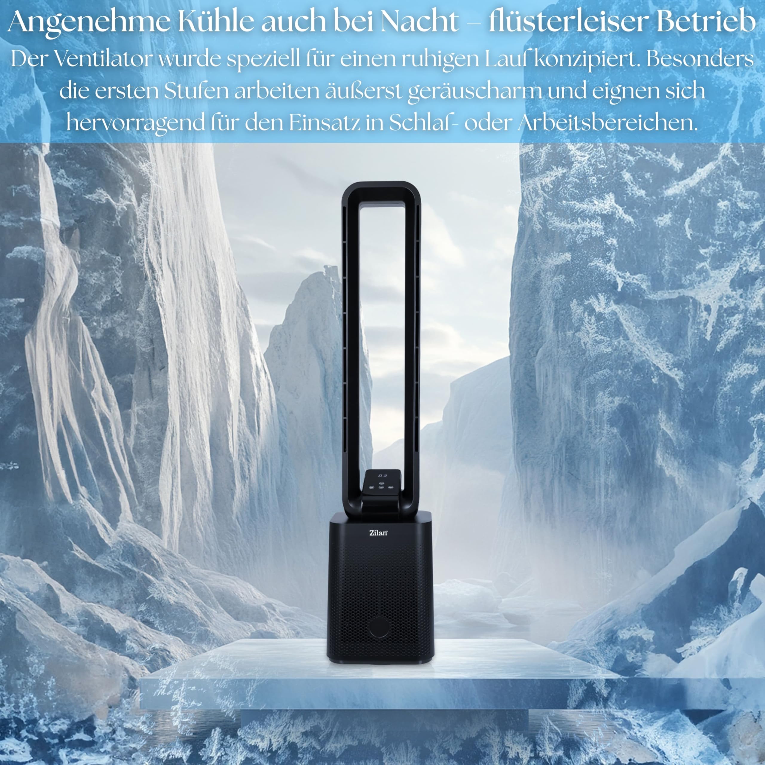 Zilan Turmventilator sehr leise mit Kühlung Standventilator mit Fernbedienung energiesparend oszillierend - Säulenventilator Aircooler Luftkühler Bodenventilator Tower Fan 12 Stufen (Venom Black)