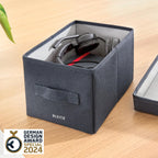 Leitz Aufbewahrungsbox mit Deckel aus Stoff Klein, 2er-Set Organisationsboxen, Universell, faltbar & umweltfreundlich, Organizer für Büro, Haushalt, Küche & Schule, Grau, 61460089
