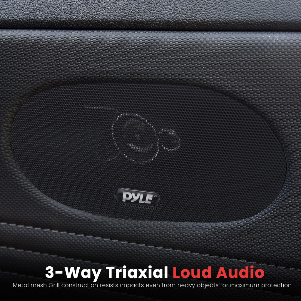 Pyle 3-Wege Universal Auto Lautsprecher - 300W 4"x10" Triaxial, Profi Audio, Tür-/Seitenkompatibel, PL410BK (Paar)