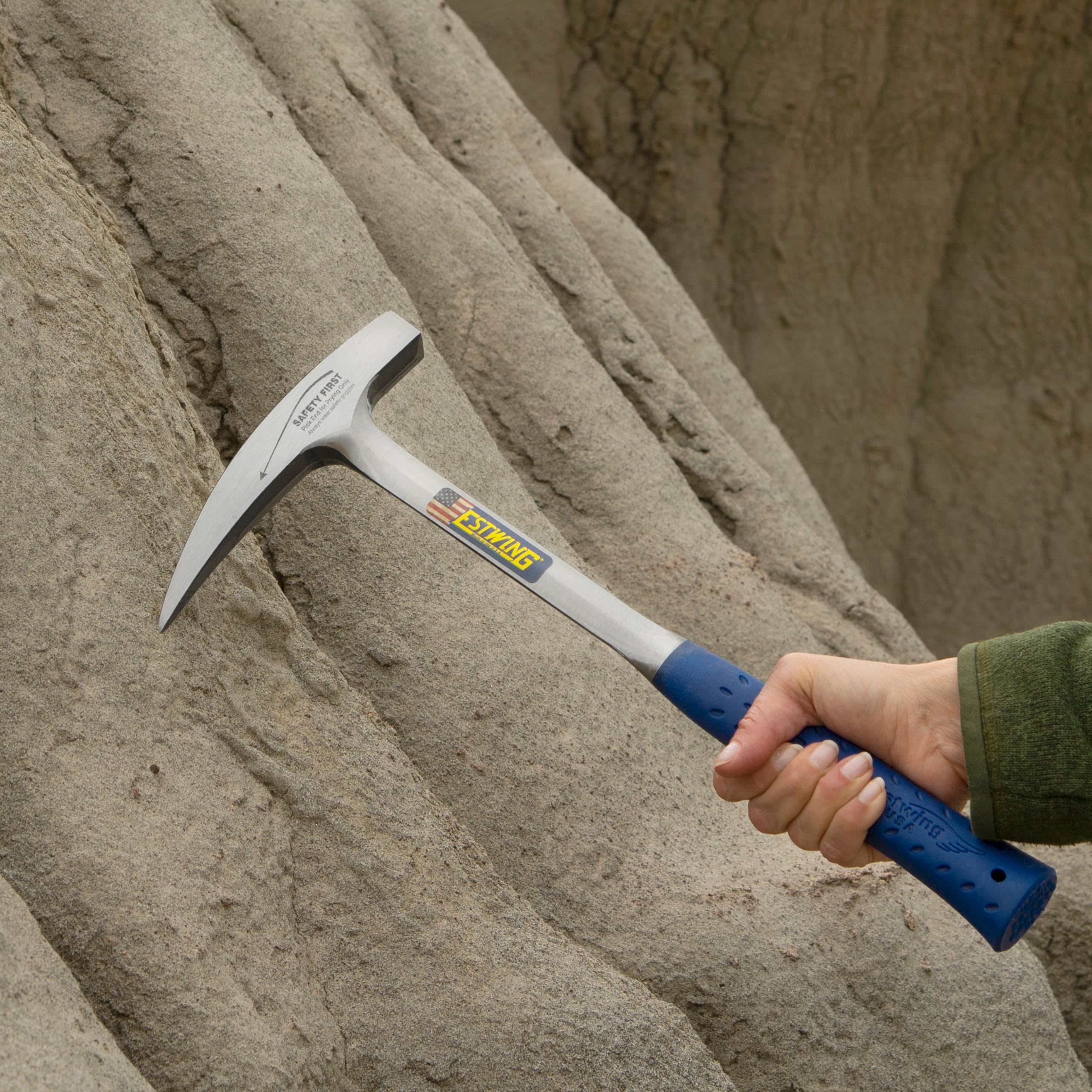 Estwing Rock Pick Geologischer Hammer mit spitzer Spitze und stoßreduzierendem Griff, 625 ml, Blau