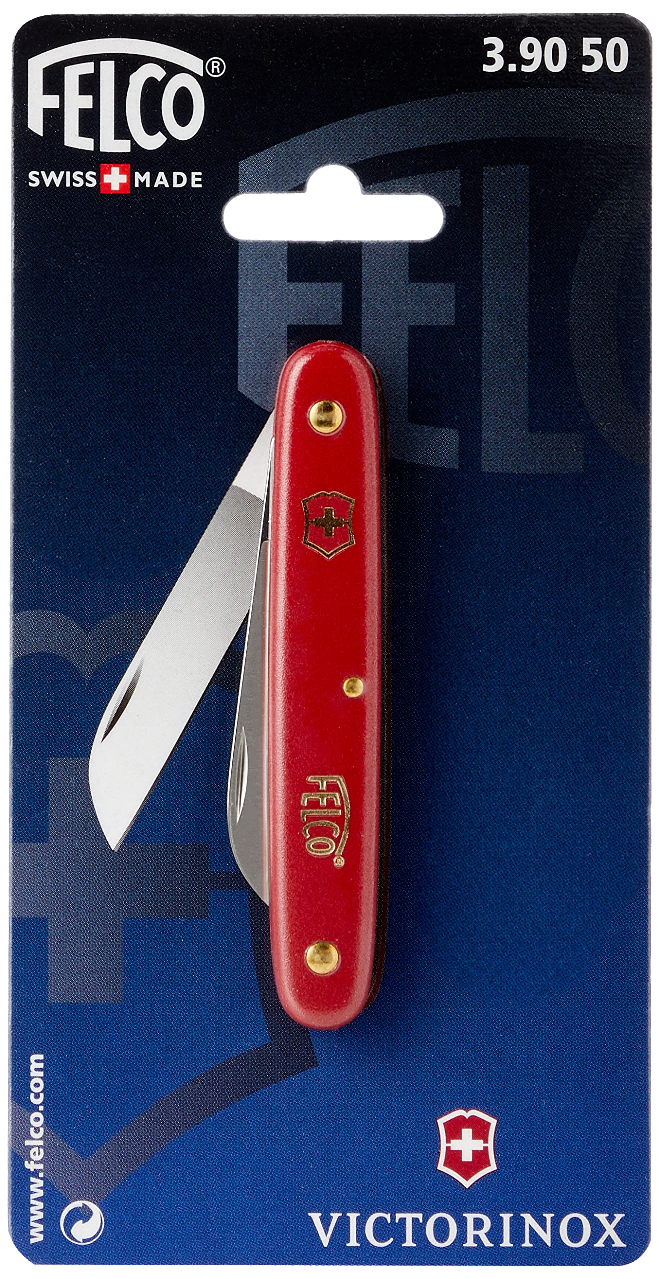 FELCO 3.90 50 Okulier- und Schneidmesser (Klinge 57 mm, Messer für Rindenpfropfen/Schneiden von Stecklingen, roter Nylongriff)