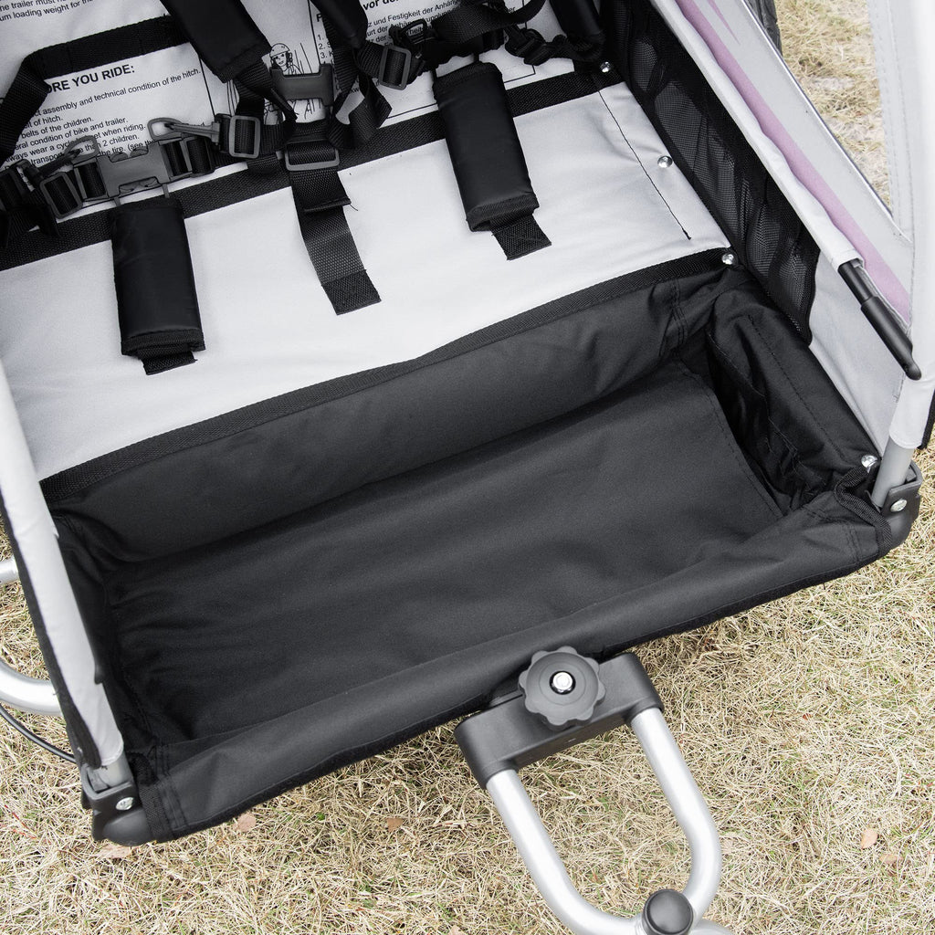 HOMCOM 2 in 1 Kinderanhänger klappbar Fahrradanhänger mit abnehmbarem Vorderrad, Hinterradbremsen, Kinderfahrradanhänger für 2 Kinder ab 18 Monate, bis 26,4 kg belastbar, Rot